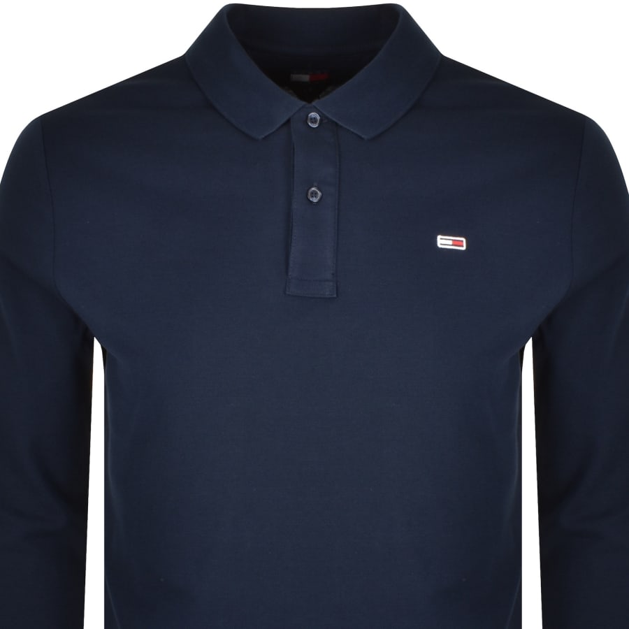 Tommy Jeans Mens Slim Long Sleeve Polo Shirt Dark Navy